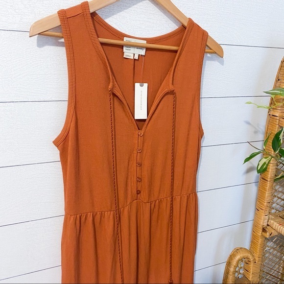 NWT Anthropologie Marina Tiered Wide-Leg Jumpsuit Orange Rust Small - Picture 7 of 13